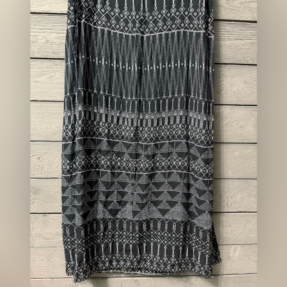 H&M Black White Beaded Top Boho Print Maxi Dress Sz 8 Summer Vacation Resort - Picture 5 of 11